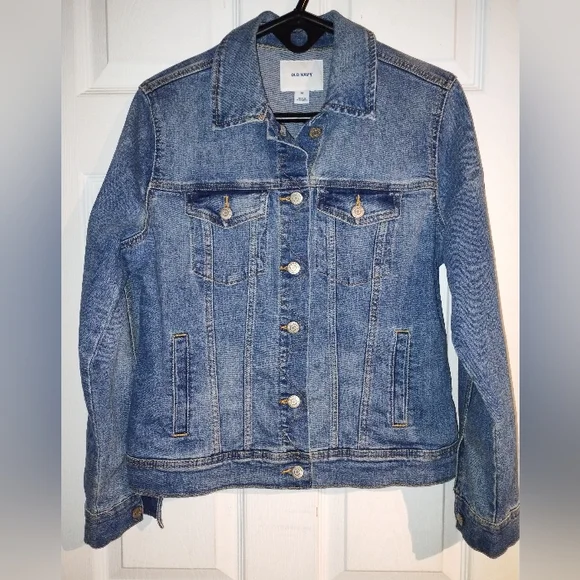 Old Navy Medium Blue Denim Jacket with Button Front - Picture 1 of 3